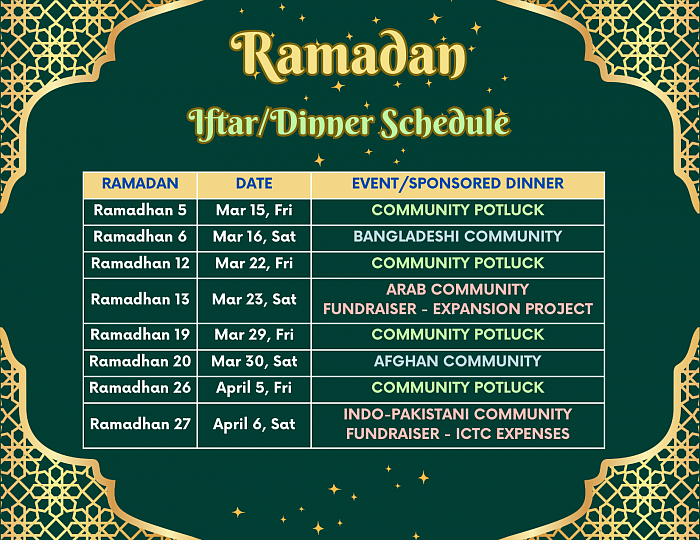 Iftar/Dinner Schedule 2024